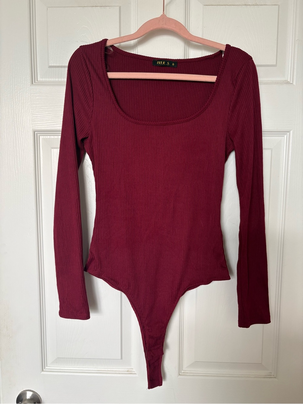 Burgundy Ribbed Long Sleeve Bodysuit